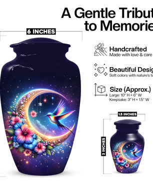 Hummingbird Cremation Urn for Ashes, Personalized Memorial Urn for Mom