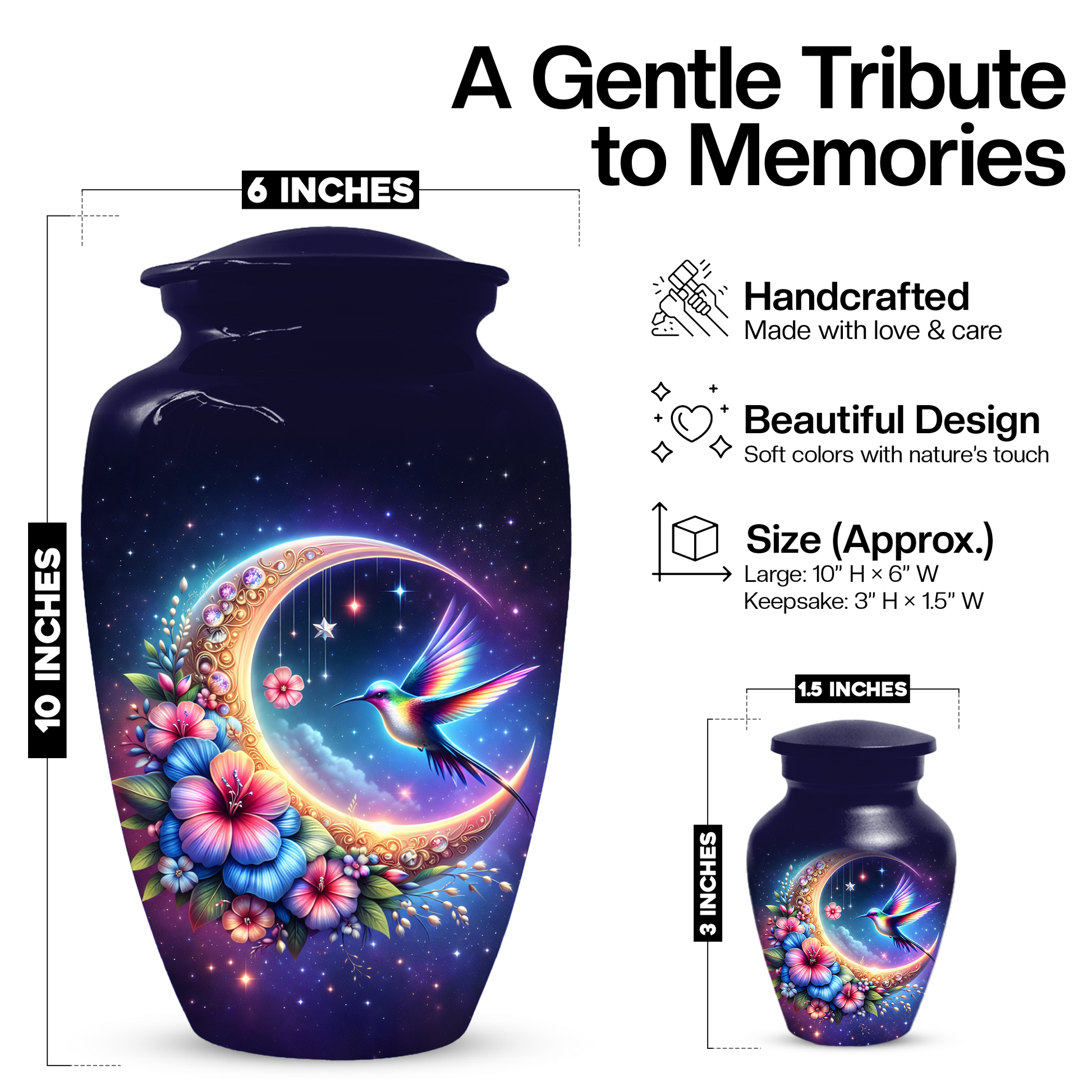 Hummingbird Cremation Urn for Ashes, Personalized Memorial Urn for Mom