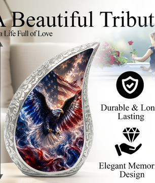 Patriotic Eagle Urn for Human Ashes | American Flag Adult Cremation Urn Memorial