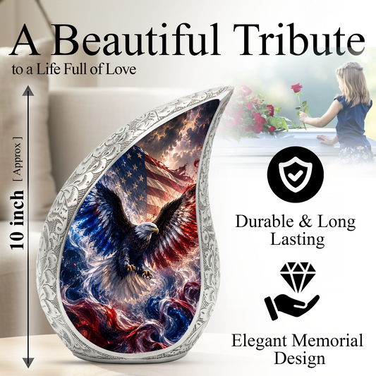 Patriotic Eagle Urn for Human Ashes | American Flag Adult Cremation Urn Memorial