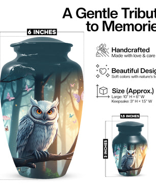 Snowy Owl Urn for Mom – Custom Owl Cremation Urns for Ashes | Adult Female Funeral Keepsake