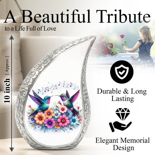 Beautiful Hummingbird with flowers Cremation Urn for Adult Ashes