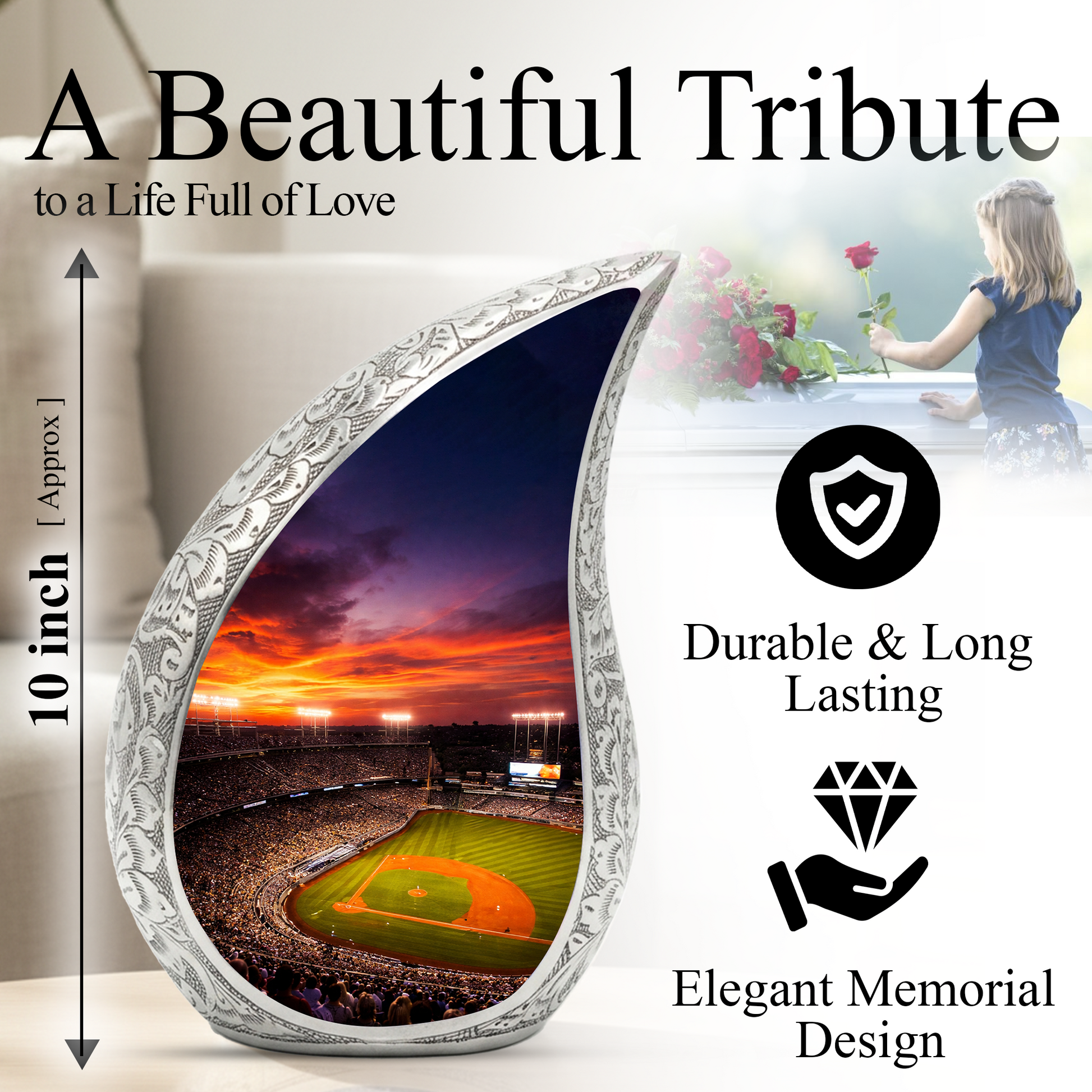 Baseball Stadium Memorial Urn | Personalized Cremation Urn for Dad