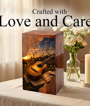 Guitar Wooden Cremation Urn – Music Memorial Urn | Wooden Urn for Human Ashes