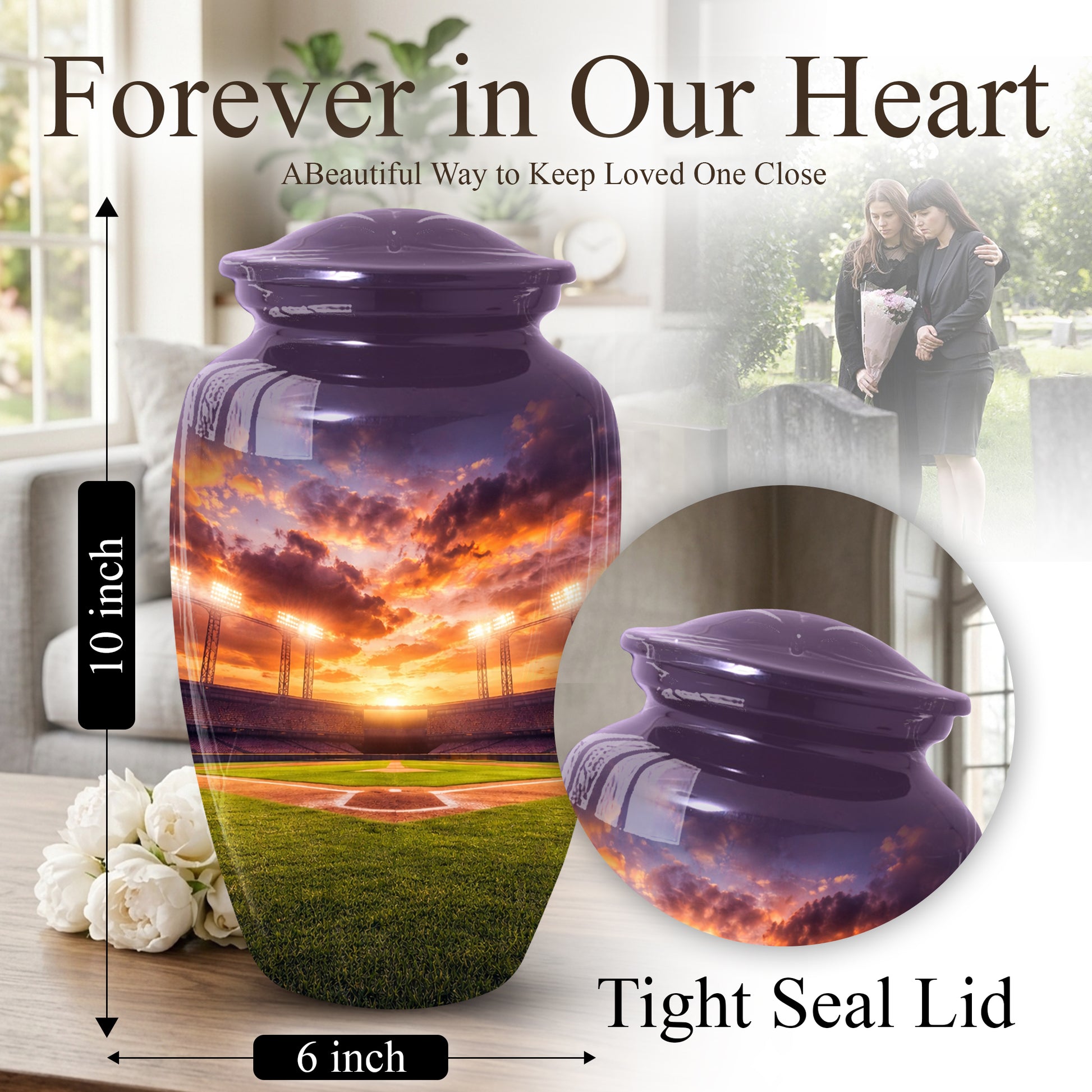 Baseball Stadium Urn for Dad | Cremation  Large Urn Adult Male | Memorial Urn for Father