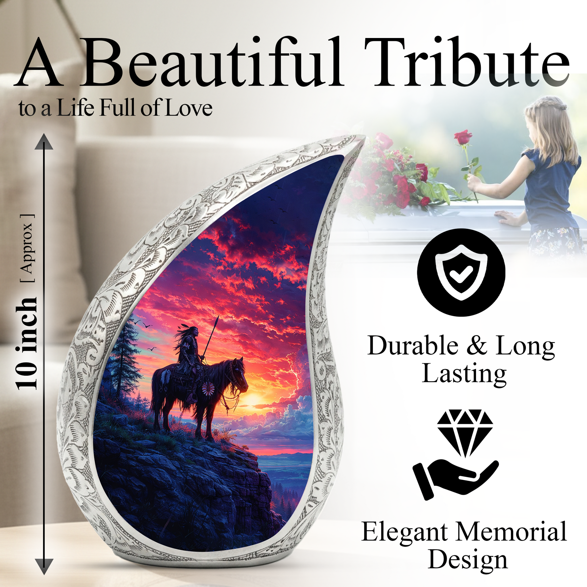 Native American Adult Urn for Human Ashes – Premium Native American Cremation Urn |