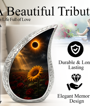 Sunflower Cremation Urn for Human Ashes | Sunflower & Rose Urn