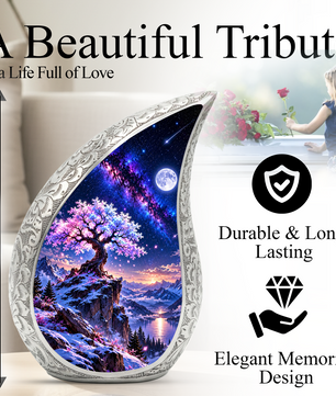 Tree of Life Urn for Ashes, Pink Blossom Tree Cremation Urn
