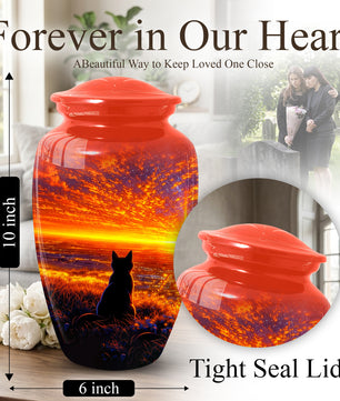 Cat Urn for Mom | Beautiful Sunset Cat Cremation  Large Urn for Mother |Funeral Keepsake