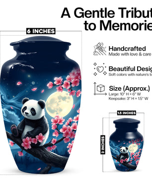 Panda Moon Urn for Ashes - Personalized Cherry Blossom Memorial for Mom | Cremation Urns for Mother
