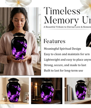 Purple Butterfly Cremation Urn for Ashes | Personalized Adult Memorial Urn | Handmade Butterfly Urn for Human Ashes