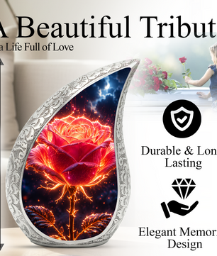 Beautiful Rose Urn for Mom & Women – Cremation Urn for Human Ashes, Keepsake Memorial Urn for Mother