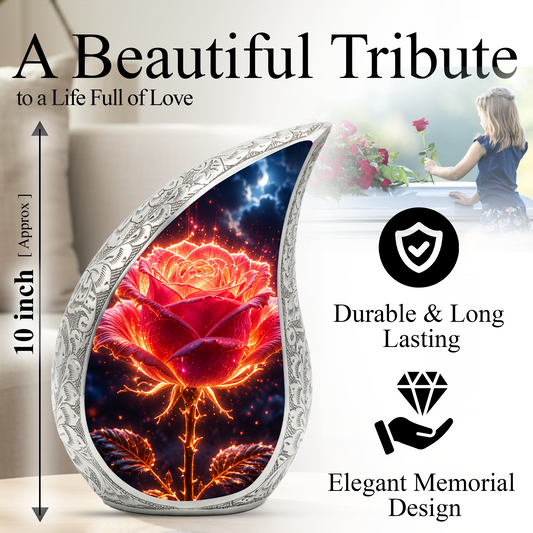 Beautiful Rose Urn for Mom & Women – Cremation Urn for Human Ashes, Keepsake Memorial Urn for Mother