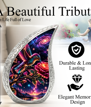 Hummingbird Adult Urn for Ashes, Hummingbird and Rose Cremation Urn for Human Ashes