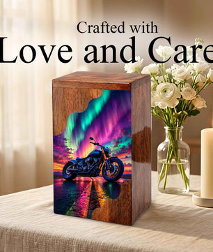 Motorcycle Wooden Cremation Urn – Wooden Urn for Human Ashes