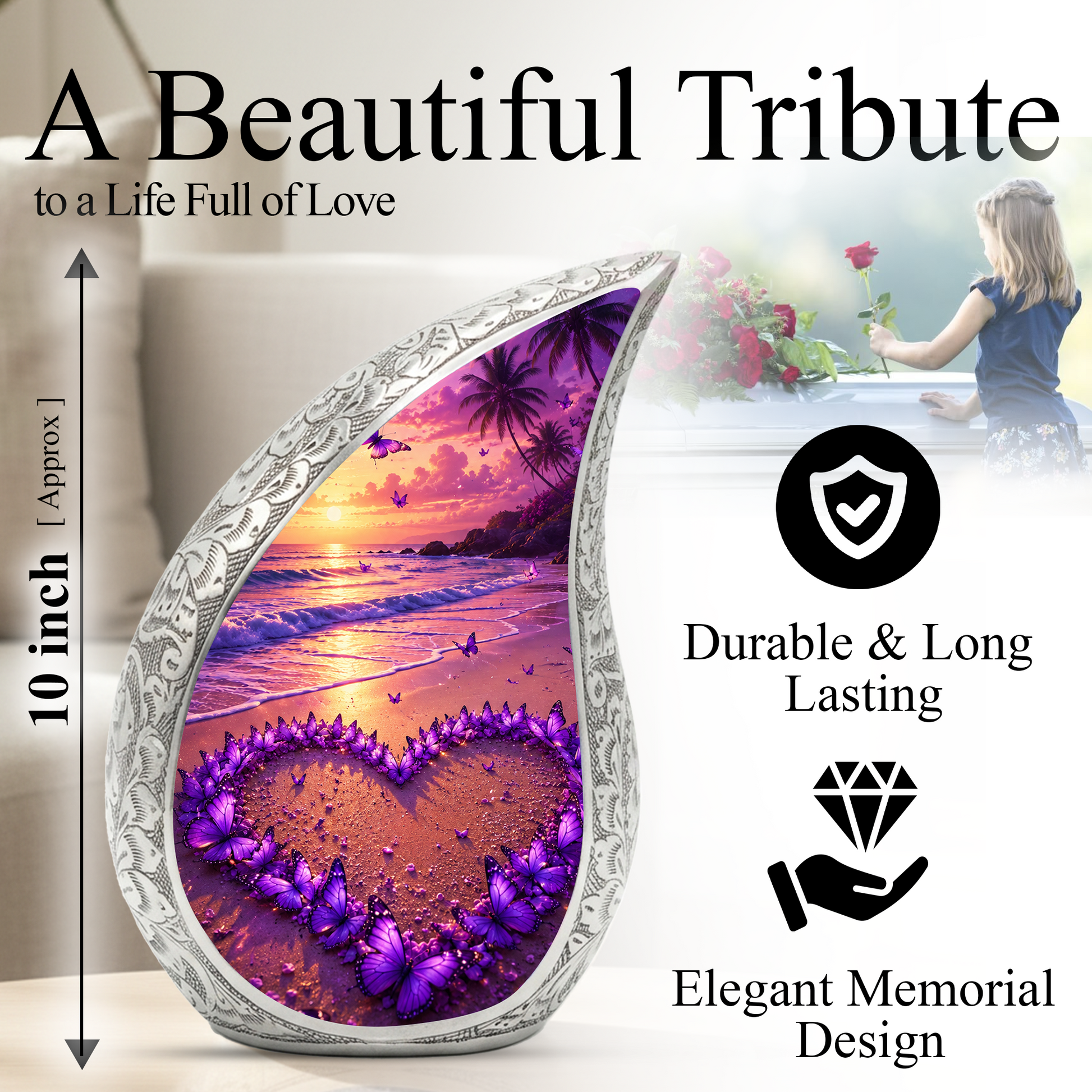 Beach Butterfly Urn for Human Ashes | Beach Urns, Ocean Wave Cremation Urn