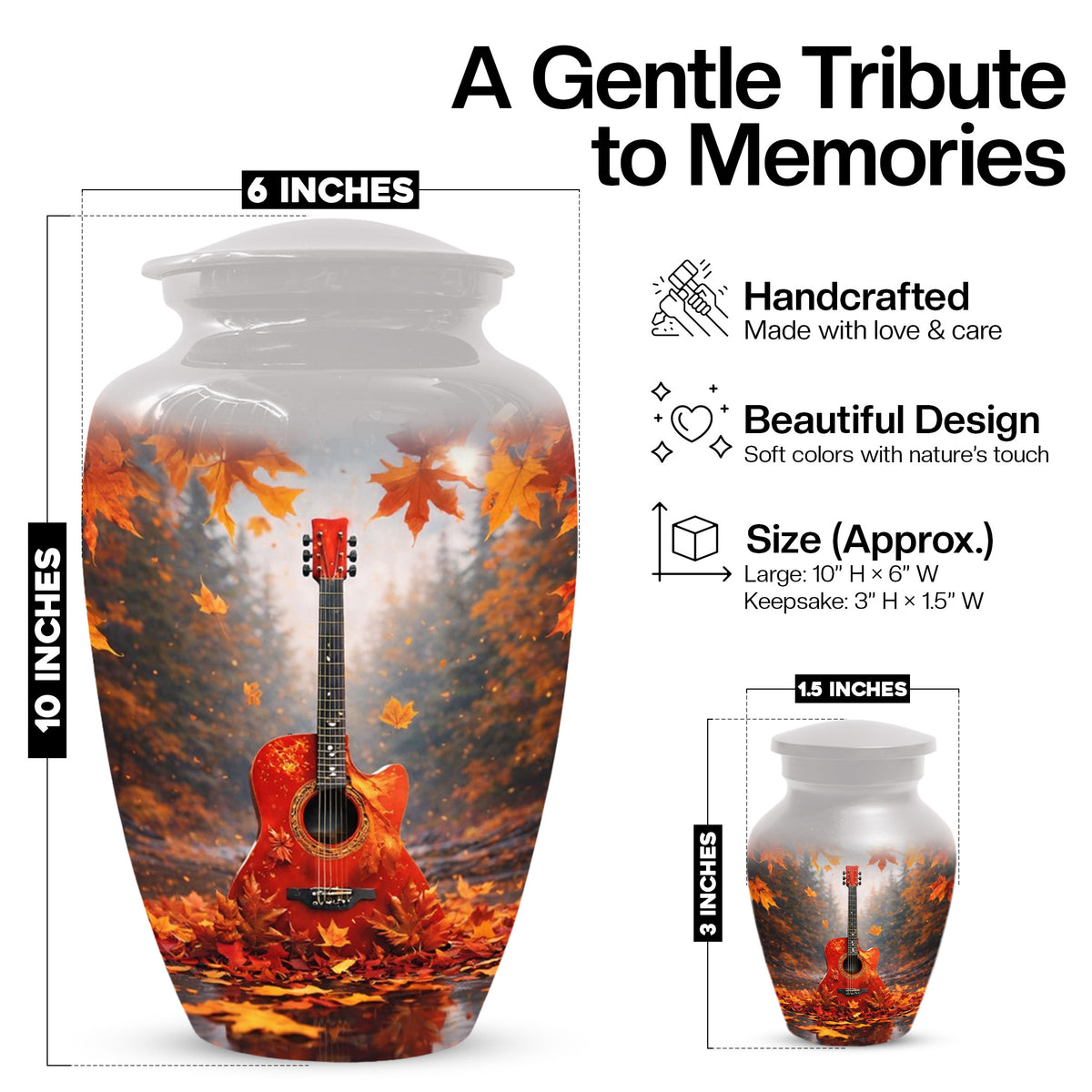Guitar Memorial Urn for Mom - Music Keepsake Cremation Urns for Ashes