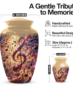 Musical Note Cremation Urn for Ashes  - Personalized Music Memorial keepsake for Adults
