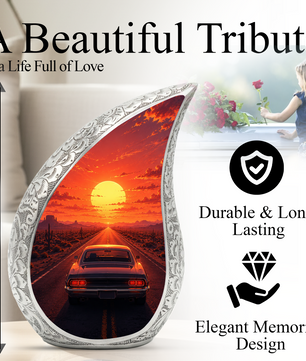 Muscle Car Sunset Urn for Adult Ashes – Classic Car Memorial Cremation Urn