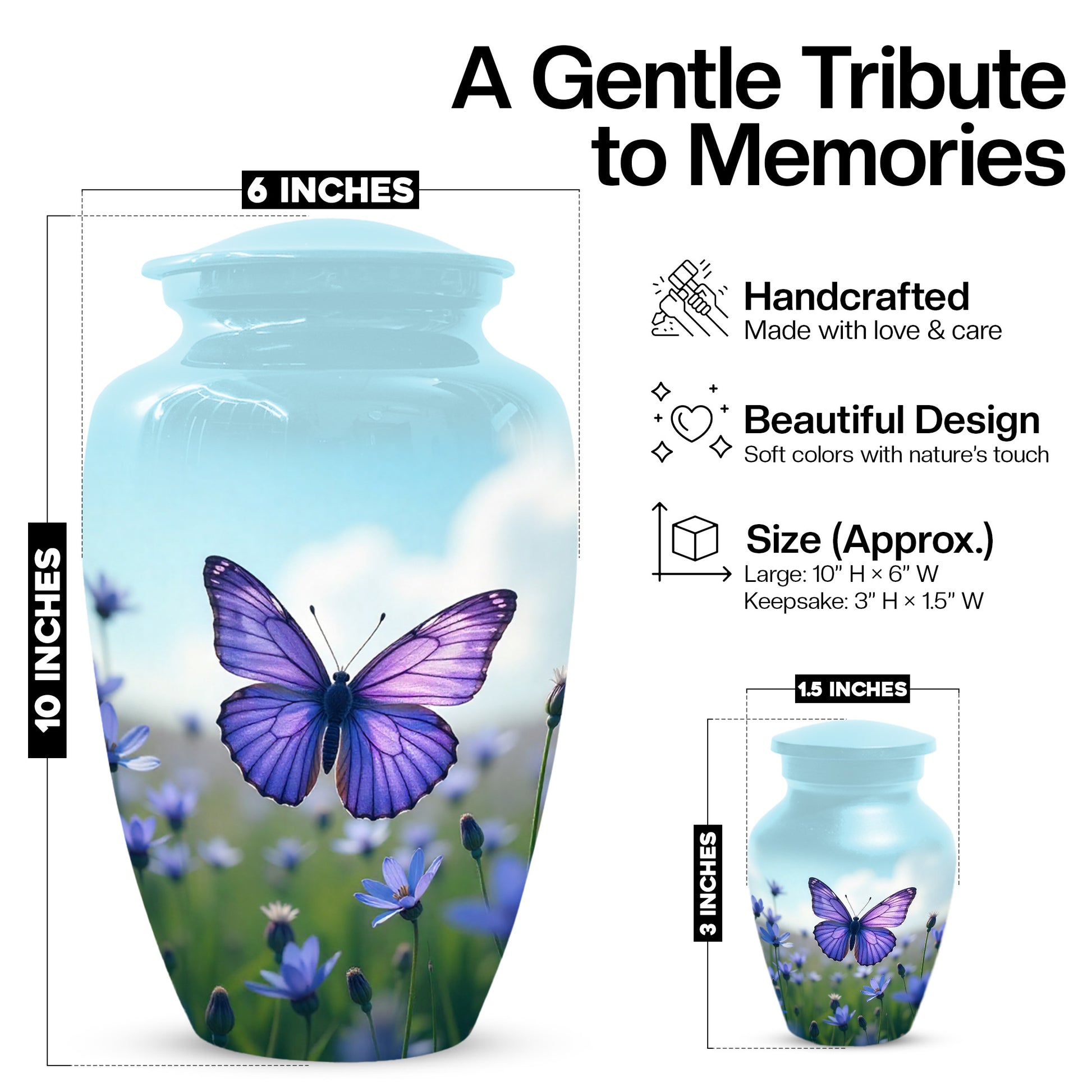 Monarch Butterfly Urn for Human Ashes | Elegant Monarch Butterfly Cremation Urn for Adult Ashes