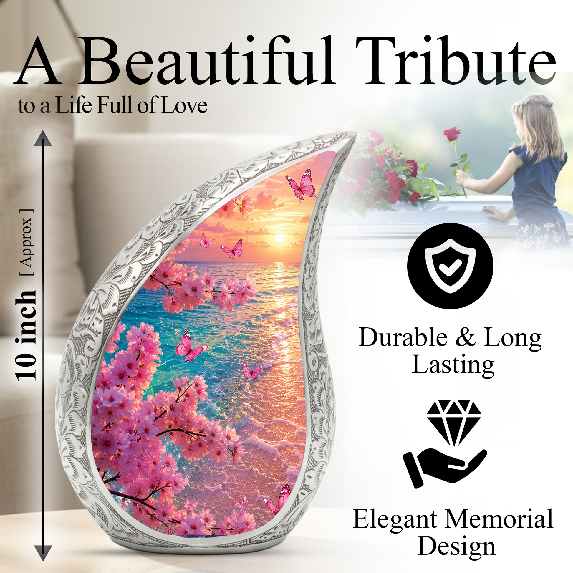 Beach Urn for Human Ashes – Ocean Sunset Cremation Urn