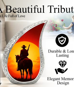 Personalized Cowboy Urn for Dad, Western Memorial Keepsake Ashes
