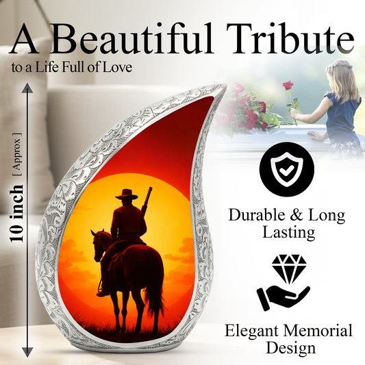 Personalized Cowboy Urn for Dad, Western Memorial Keepsake Ashes