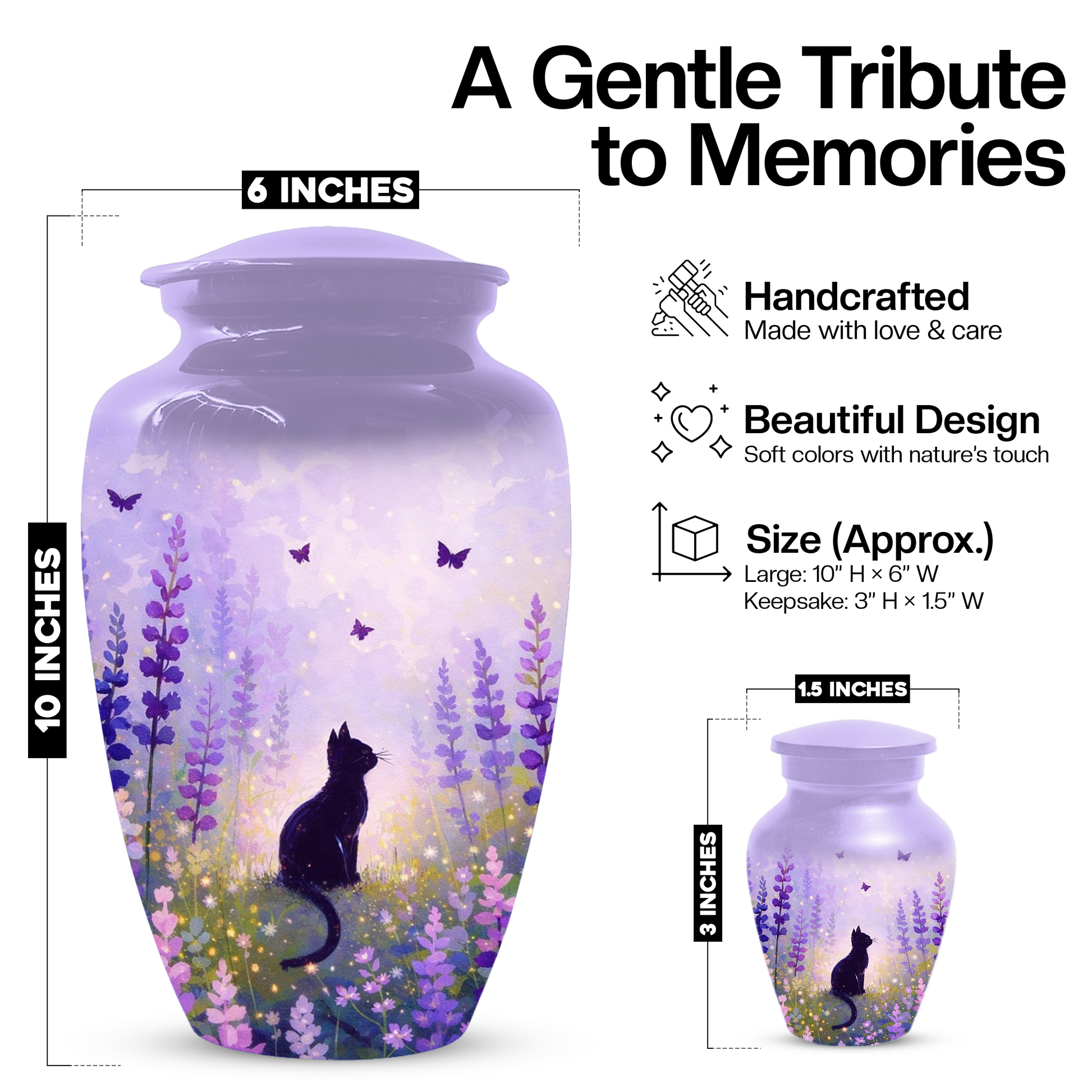 Cat Urn for Mom | Beautiful Cat Cremation  Large Urn for Mother|Funeral Urn for Human Ashes