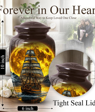 Memorial Urn for Dad, Sailing Ship Cremation  Large Urn for Ashes