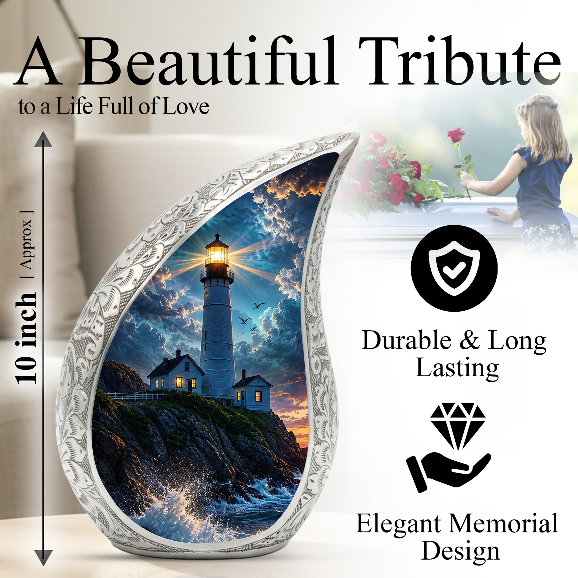 Lighthouse Urn for Human Ashes | Adult Cremation Urn & Memorial Urns for Adults