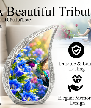 Hummingbird Urn for Human Ashes | Beautiful Hummingbird Adult Cremation Urn | Floral Memorial Urn for Adult Ashes