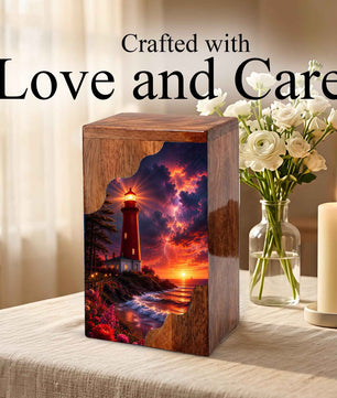 Lighthouse Wooden Cremation Urn for Human Ashes