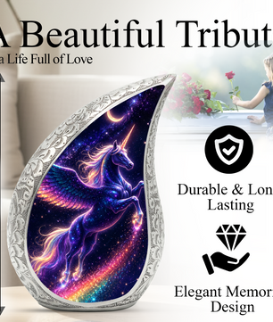 Unicorn Memorial Urn for Mom, Fantasy Cremation Urn for Women