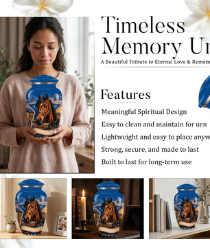 Adult Cremation Urn for Ashes – Western Cowboy Horse Adult Urn, Personalized Adult Memorial Urn