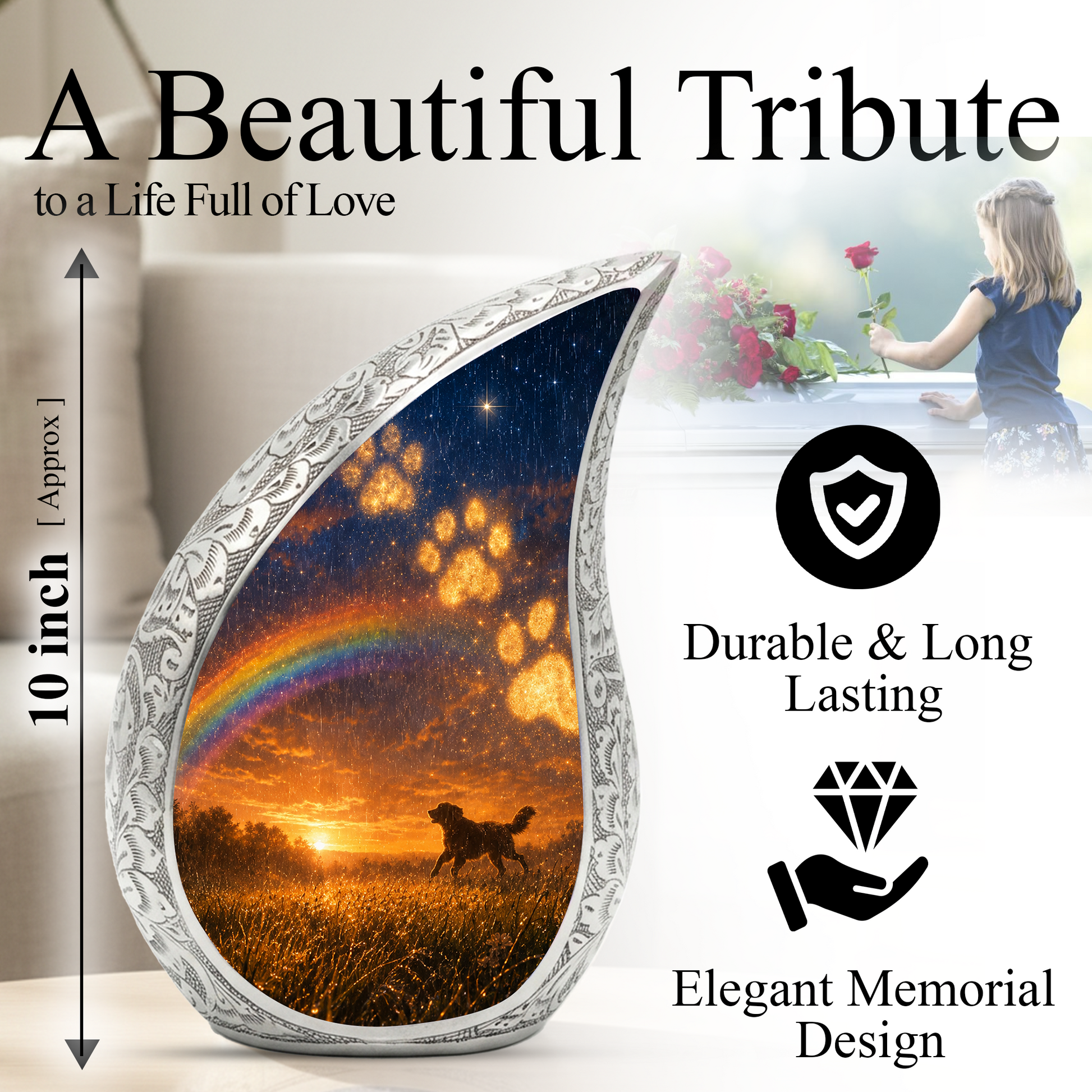 Dog Urn for Human Ashes | Personalized Dog Urn & Unique Pet Memorial | Adult Cremation Urn for Dog Lovers