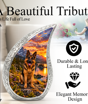 German Shepherd Cremation Urn for Ashes, Dog Memorial Urn, German Shepherd Adult Urn