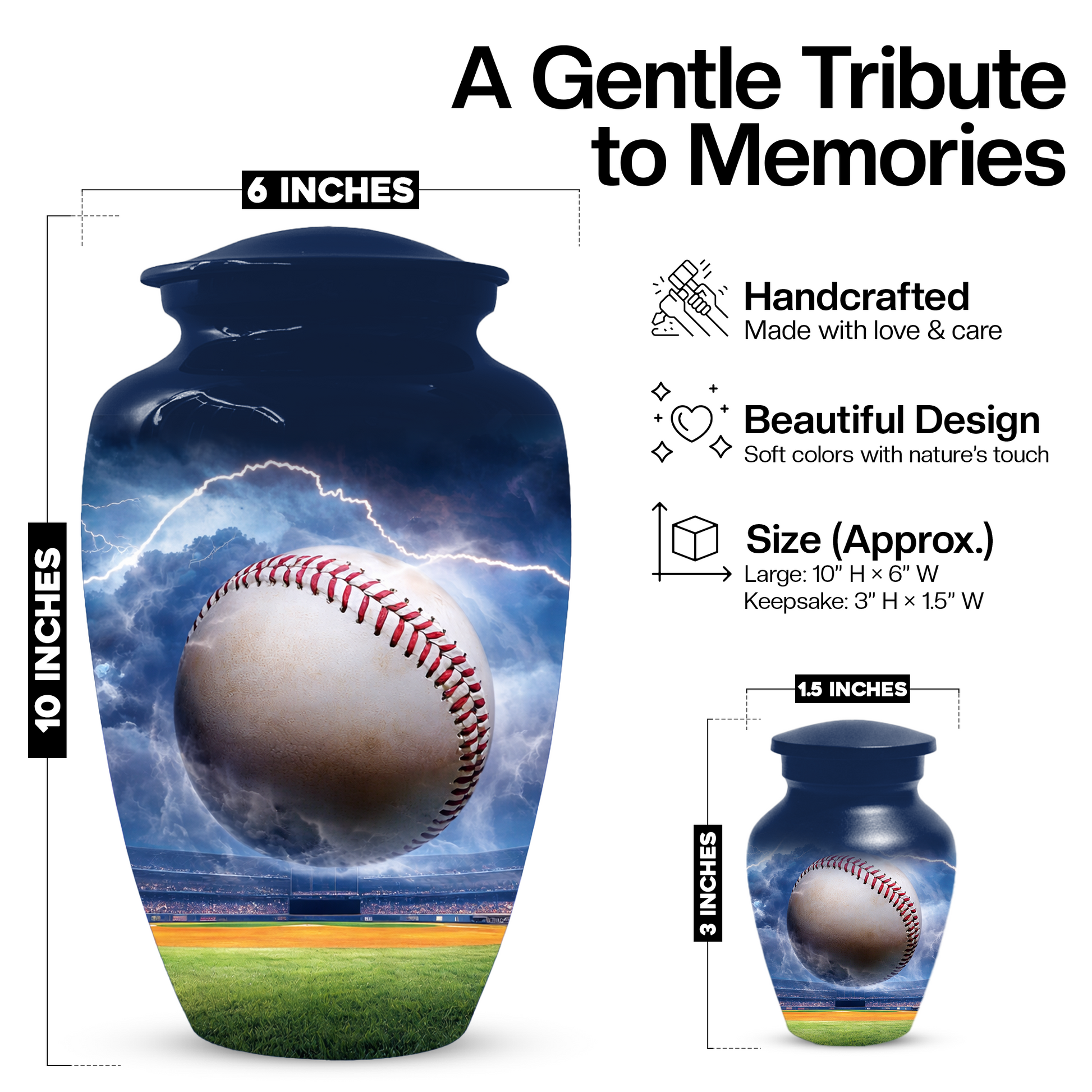 Baseball Urn for Ashes, Custom Baseball Cremation Urn