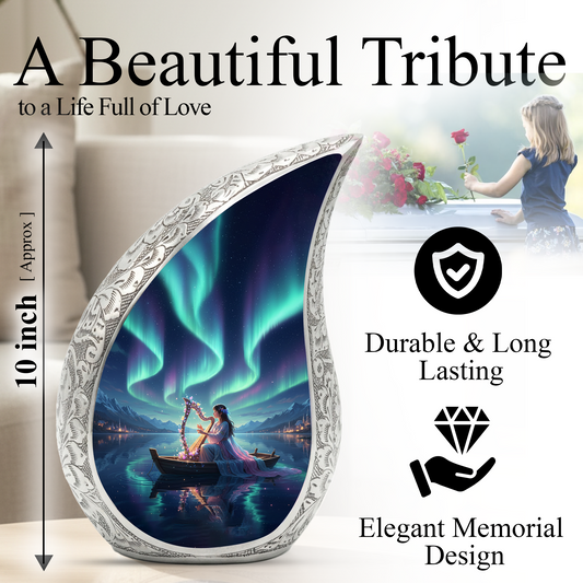 Northern Lights Urn for Mom | Beautiful Memorial Urn for Women