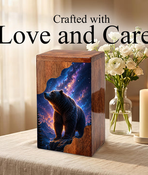 Bear Wooden Cremation Urn – Personalized Memorial Urn for Human Ashes