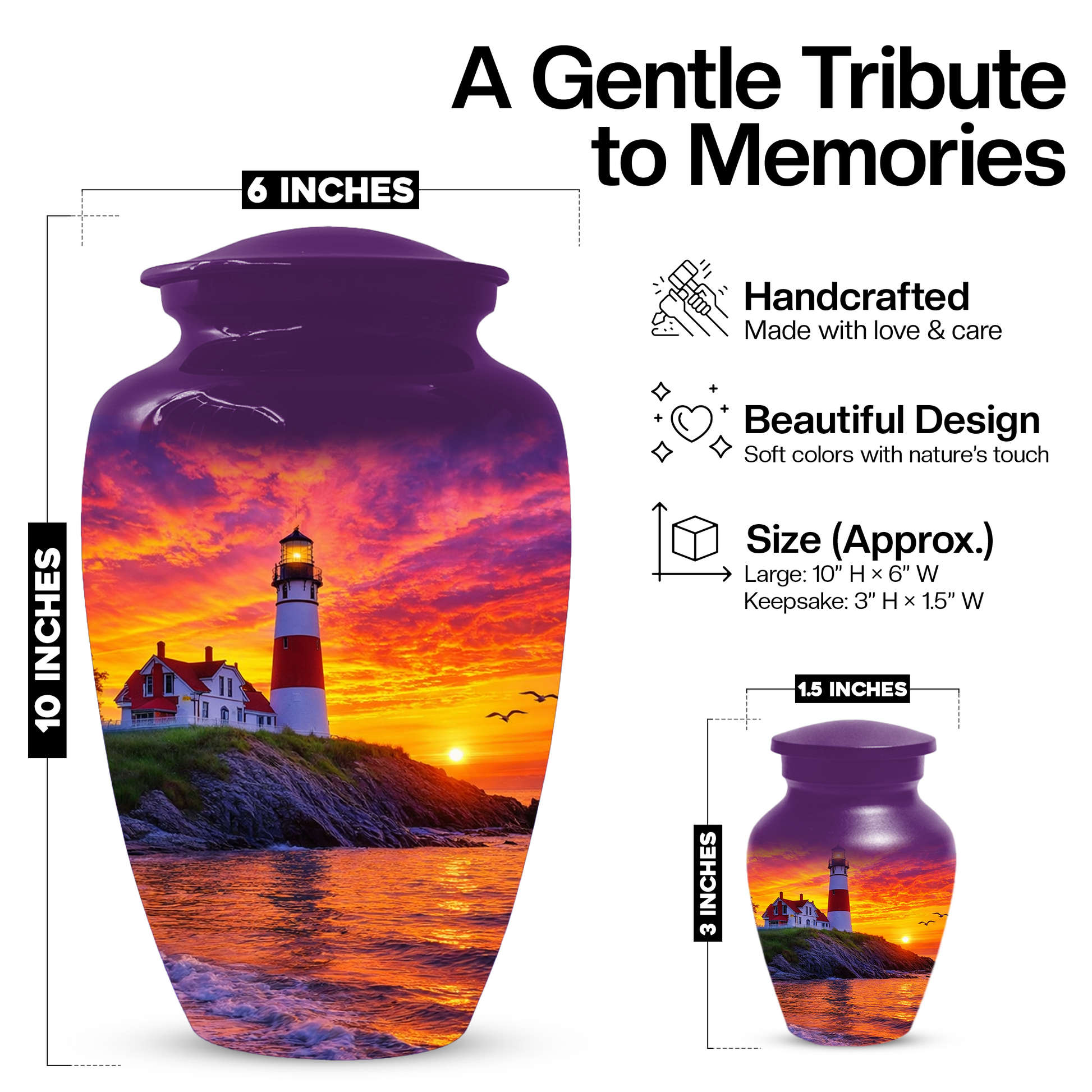 Lighthouse Cremation Urn for Ashes | Memorial Urn for Mom, Dad, Women & Men