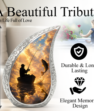 Fishing in Heaven Urn for Dad, Gone Fishing Cremation Urn for Ashes