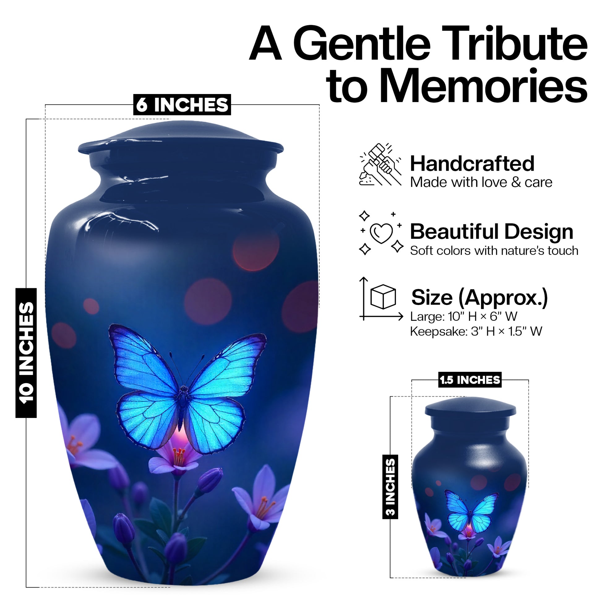 Blue Butterfly Urn for Human Ashes | Blue Butterfly Cremation Urn