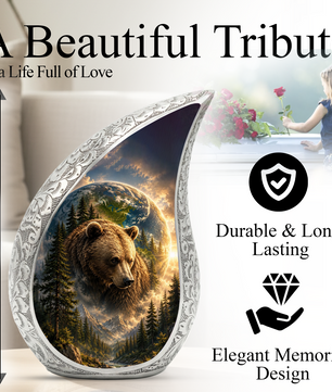 Bear Adult Urn for Ashes | Forest Wildlife Adult Cremation Urn for Human Ashes