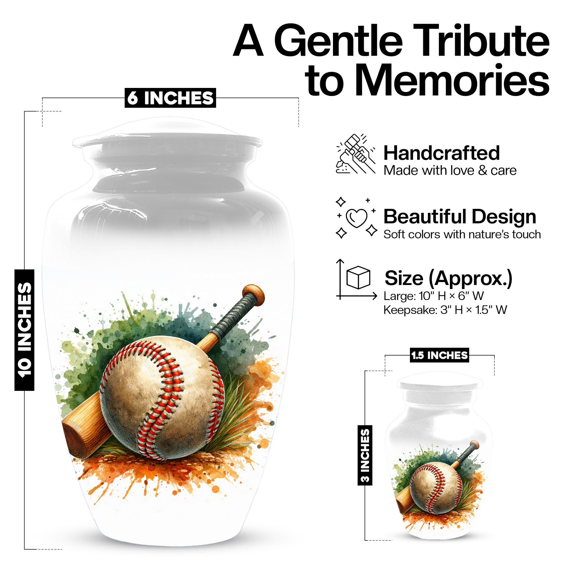 Baseball Urn for Ashes, Baseball Bat Cremation Urn