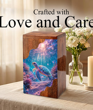 Sea Turtle Wooden Cremation Urn – Wooden Urn for Human Ashes