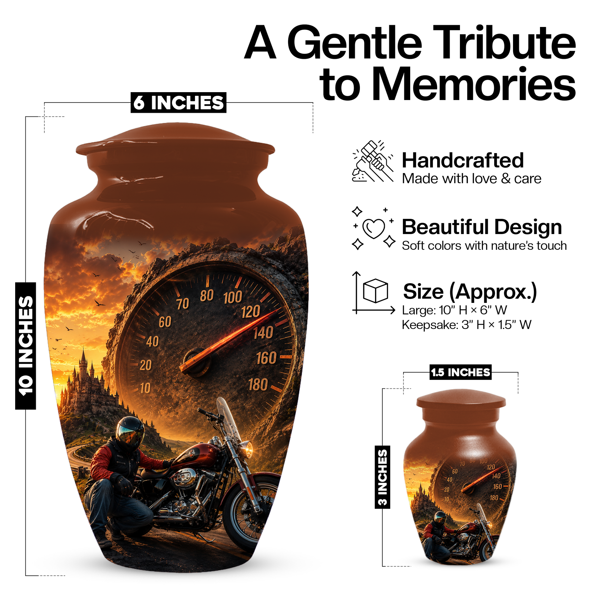 Motorcycle Urn for Ashes - Motorcycle Memorial  Keepsake for Dad