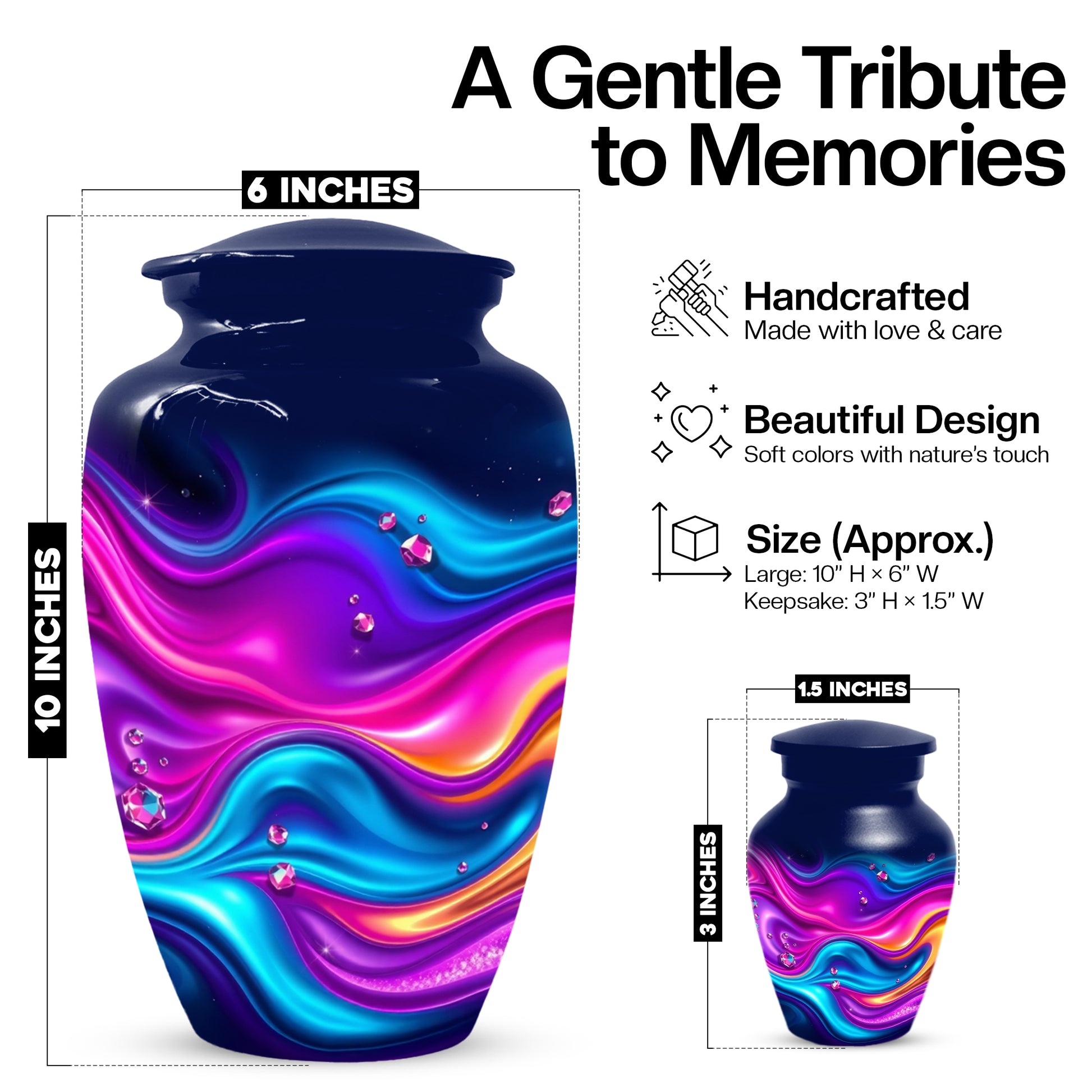 Abstract Wave Urn for Dad – Custom Keepsake Cremation Urn for Ashes