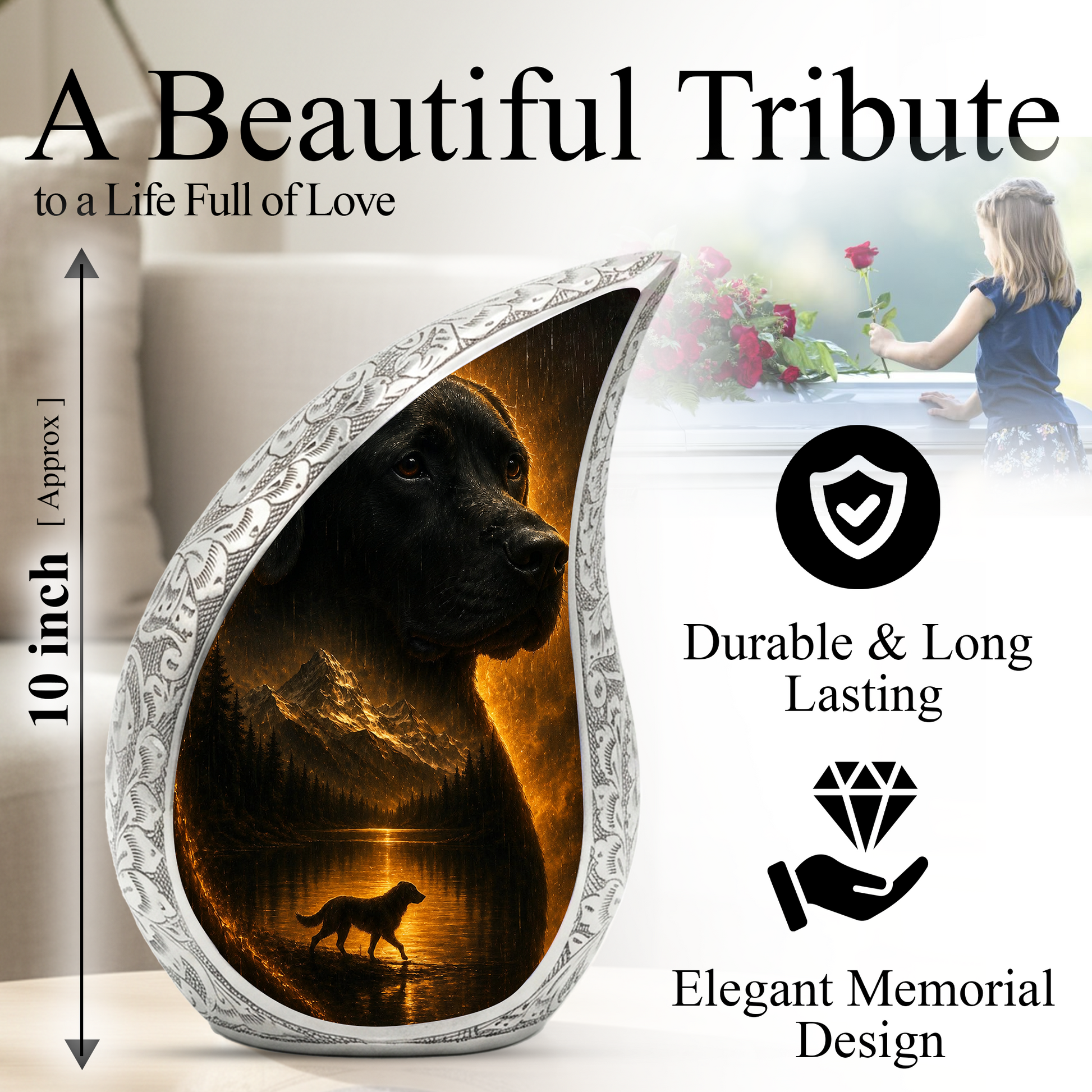 Dog Urn for Human Ashes | Beautiful Dog Memorial Adult Cremation Urn