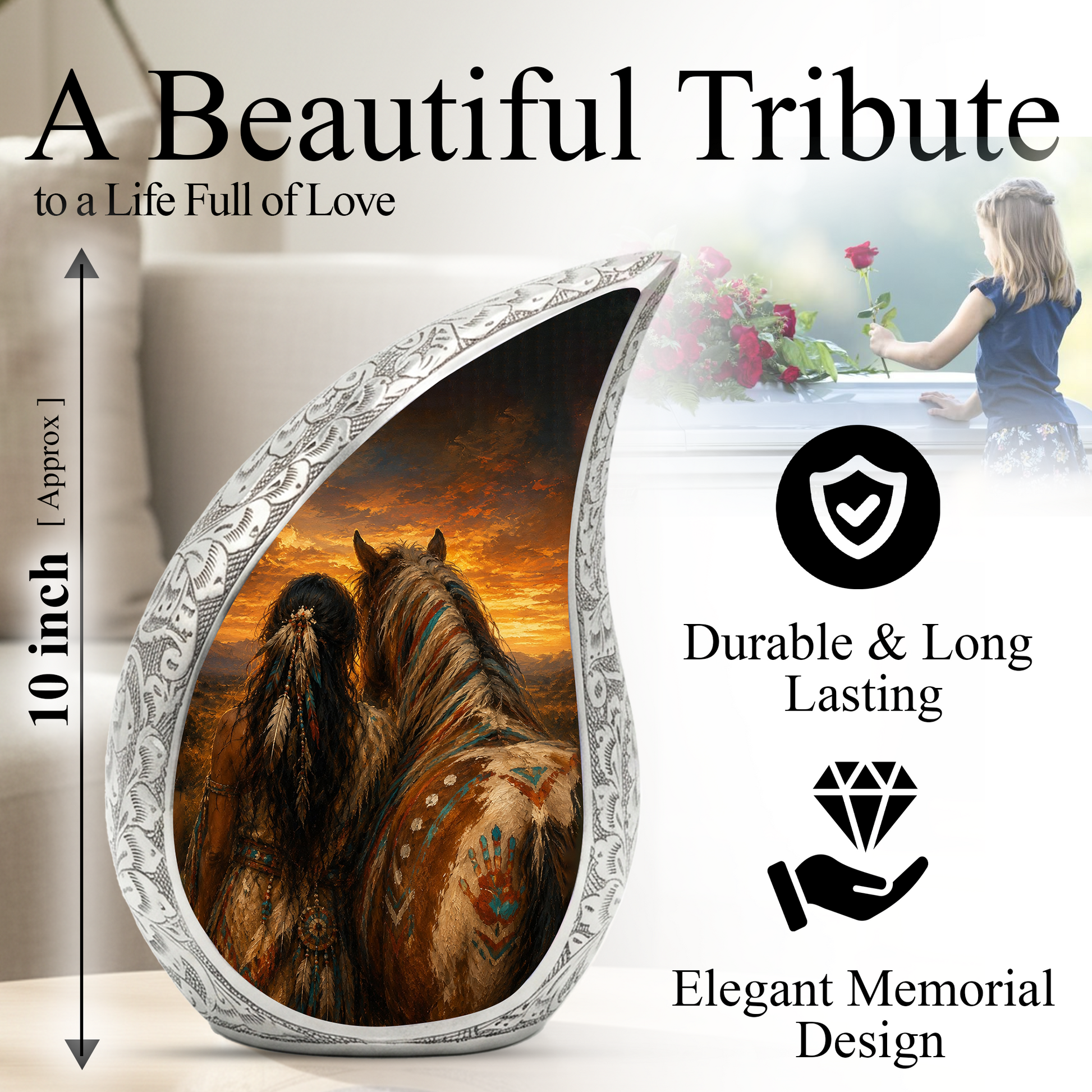 Native American Urn for Human Ashes – Beautiful Memorial Urn for Mom, Women & Female Loved Ones