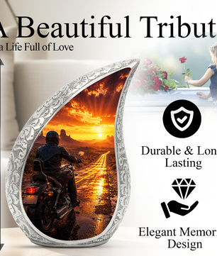 Motorcycle Urn for Dad Ashes | Motorcycle Cremation Urn for Men, Adult Male Memorial Urn